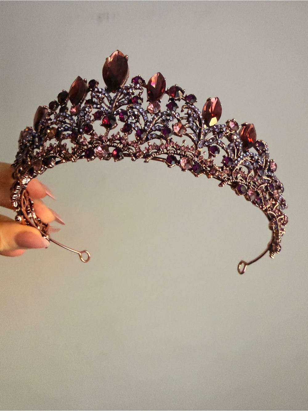 Elegant Purple Crystal Tiara Headband - Unbranded